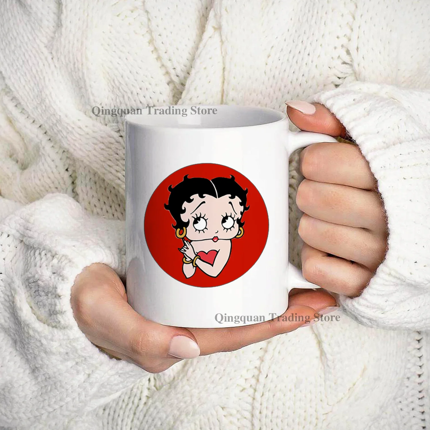 جميلة بيتي الأميرة بالمينا كوب القهوة القدح 11 أوقية السيراميك القهوة الشاي كوب الكاكاو مقبض كوب شرب الشاي #6