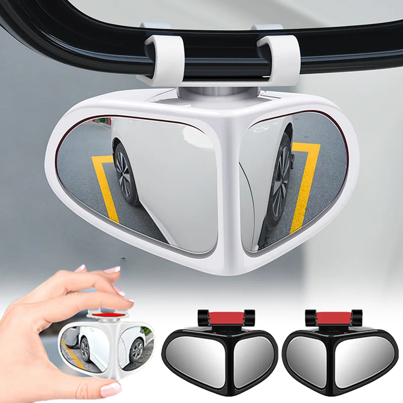 

Car Blind Spot Double-Sided Mirror Front Rear Wheel Auxiliary Rearview 360 Degree Adjustable Wideangle Blind Spot Mirror for Car