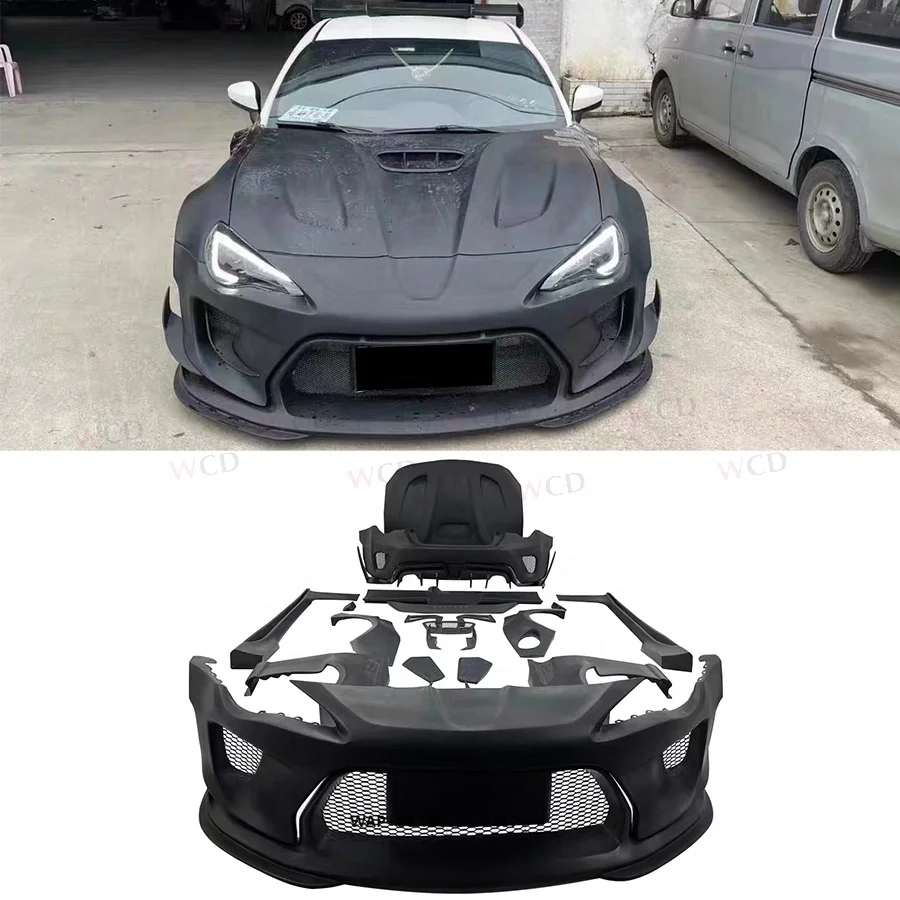 FRP Bodykit forToyota GT86 BRZ Upgrade Robot Style Wide Body Kit Front Bumper Lip Rear Lip Side Skirts Spoiler Diffuser
