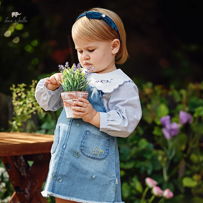 

Dave Bella Girl's Dress Children's 2024 New Spring Princess Suspender Skirt Sweet Cute Fashion Casual Denim Skirt DB1247998