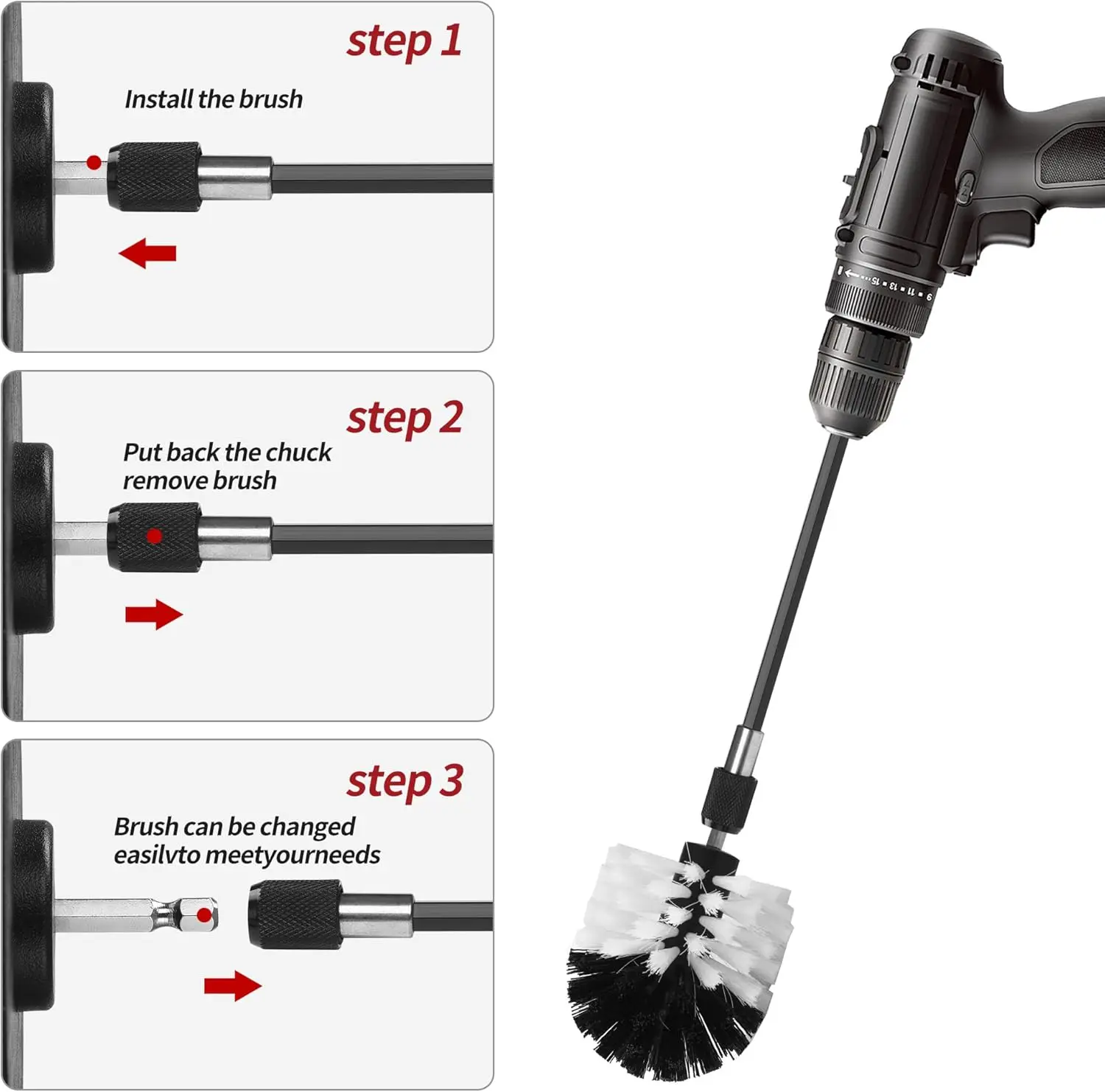 21-Piece Attachment Drill Cleaning Brush Kit Brush Cordless Screwdriver for Cleaning Available Shower Rooms Floor Tiles Car