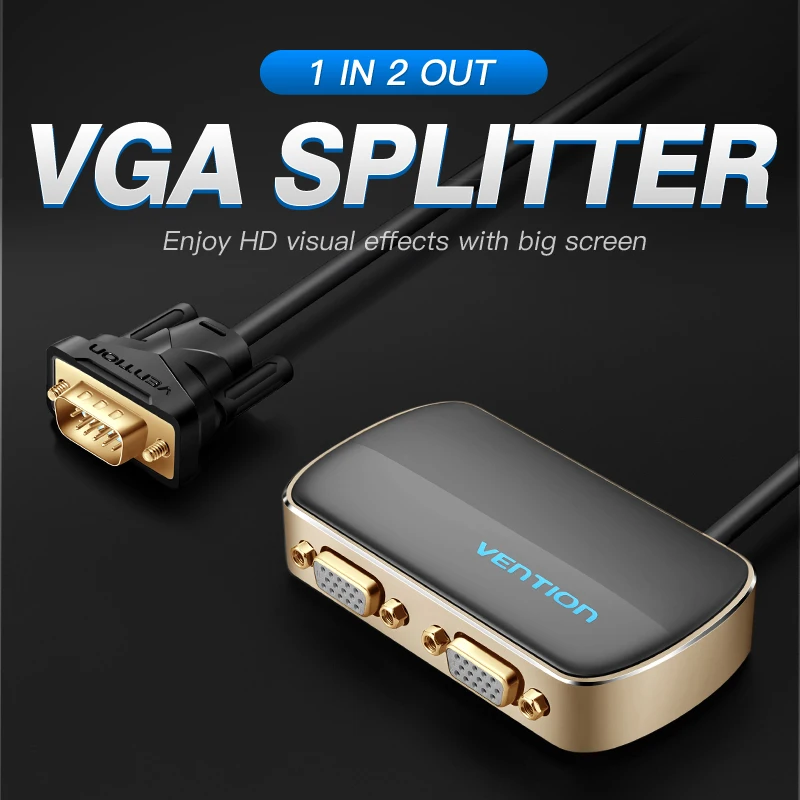 Vention VGA сплиттер 1080P VGA переключатель 1 в 2 Выход папа к женскому 1 м кабель для настольного ноутбука монитор проектор ТВ VGA адаптер Новый
