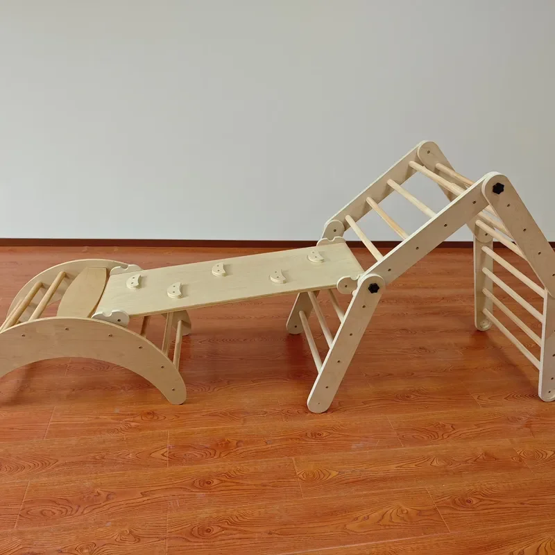 Foldable Kids Indoor Climbing Frame with Slide Rainbow Ladder Toy for Baby Sensory Integration Training Equipment Home