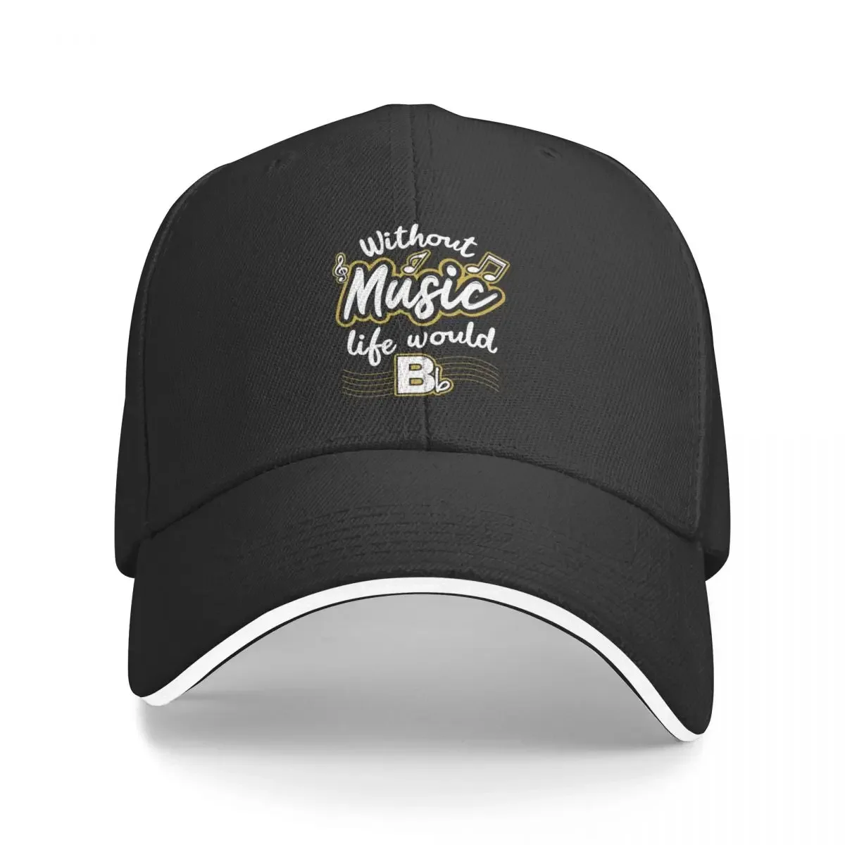 

Without Music life would B Flat - Funny semitone music quote Baseball Cap Horse Hat Visor Golf Cap Boy Women's