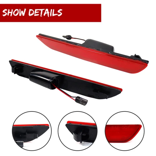 Imagen 2 del producto Para 2015-2023 Ford Mustang rojo/blanco guardabarros lateral trasero luz de estacionamiento/luces de conducción, lámparas de marcador lateral OEM 12V