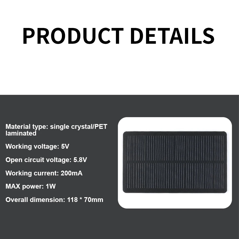 Mini Solar Panel USB Solar Panel Charger 5V 1W Outdoor Hiking Camping Portable Battery Mobile Phone Charging Bank Charging Panel