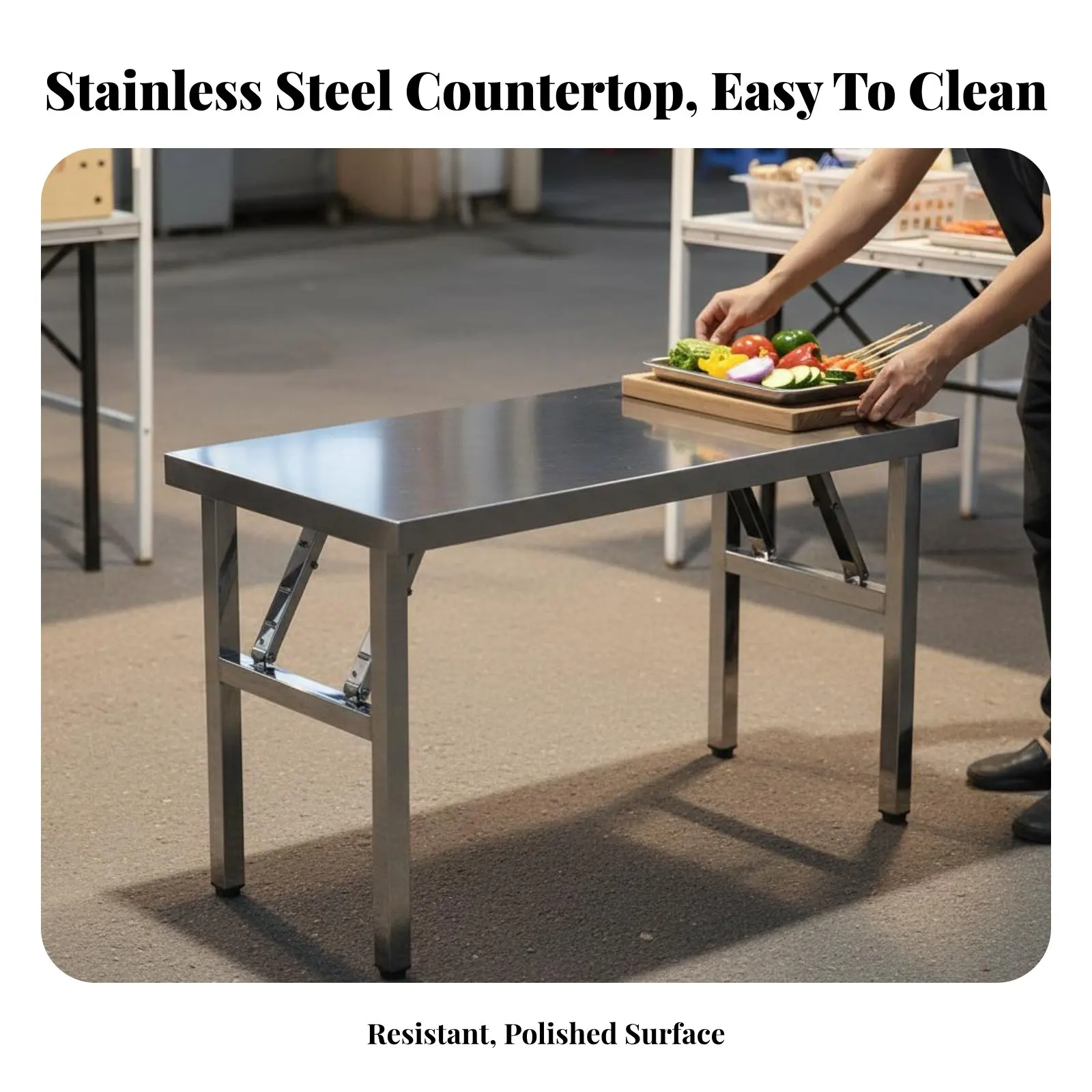 

Складной стол из нержавеющей стали: портативный, легко чистится, устойчивый и прочный – идеален для пикников и ресторанов
