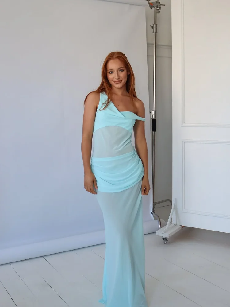 

Вечернее женское платье макси с плиссировкой и бретельками, облегающее, на одно плечо, с корсетом, съемными бретелями-спагетти, 2026