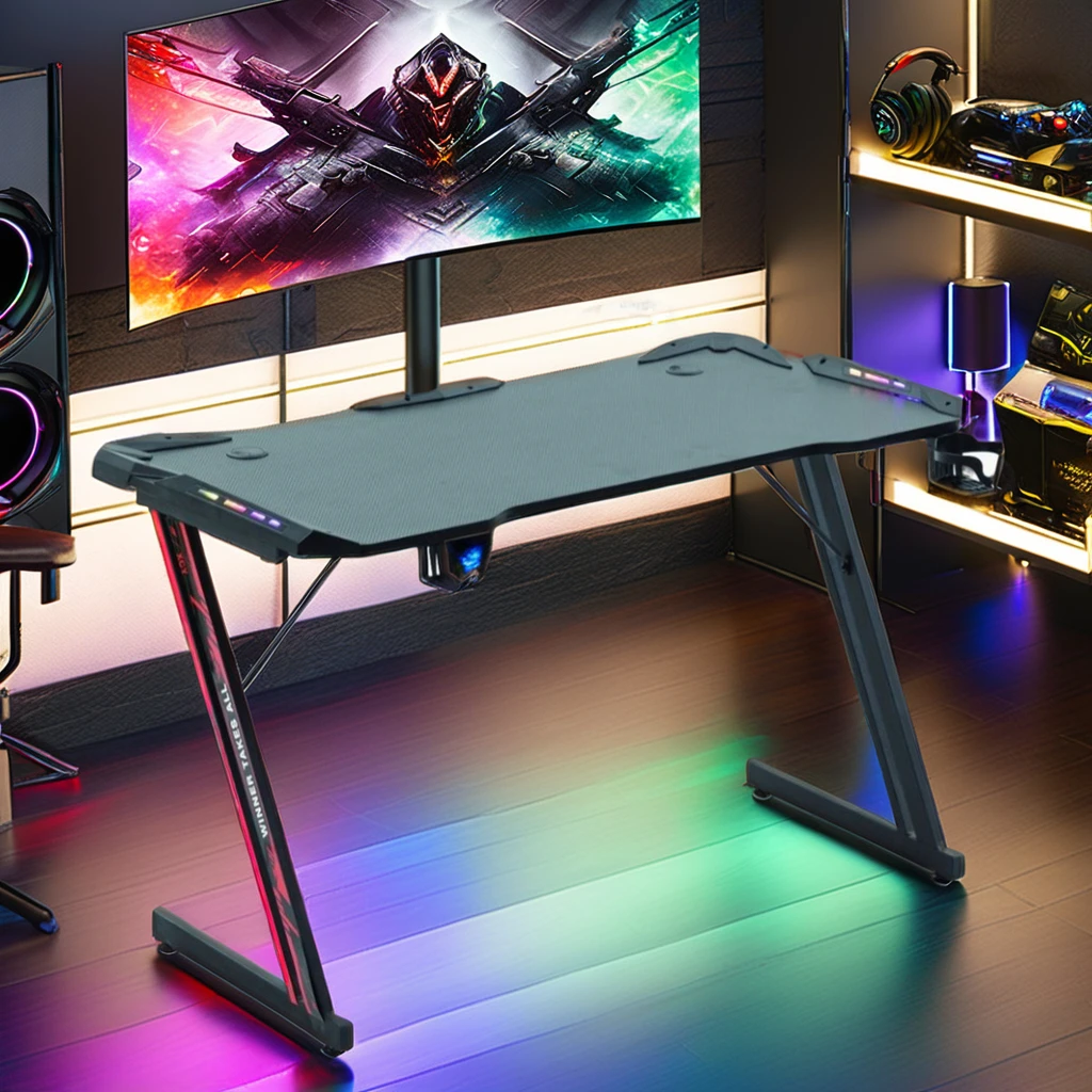 For Luxury Foldable PC Desk Adjustable Metal Wooden Office with Enhanced Gaming Experience for Work Improved Gameplay in Malls