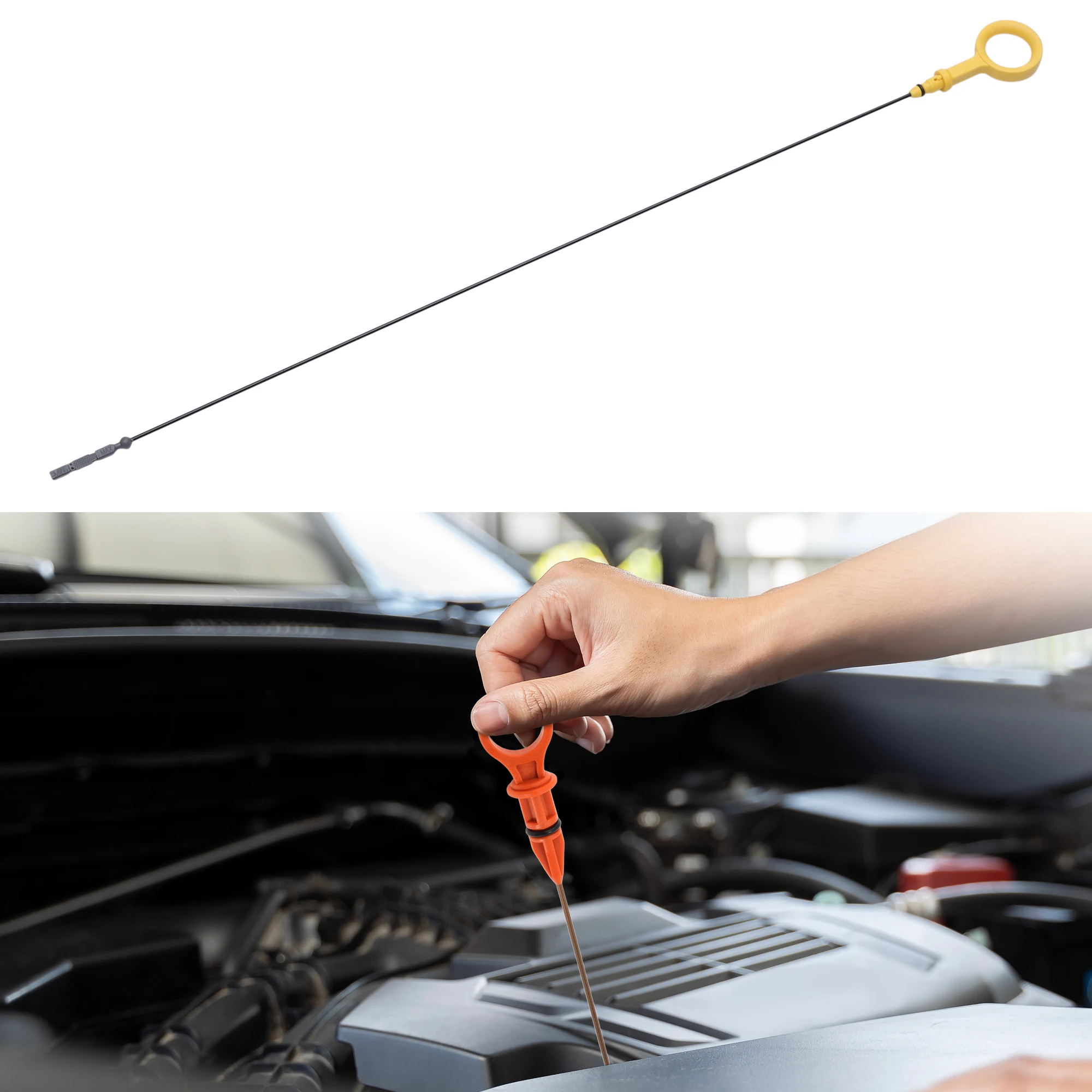 UXCELL مقياس الزيت مستوى الزيت Dip Stick No.059115611AA لأودي Q7 2007-2016 أصفر 1 قطعة #1