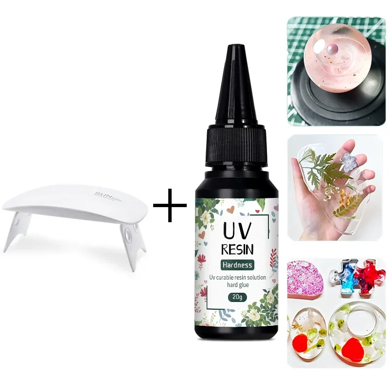 50/100/250g Hard UV Resin Adhesive UV Curing Rapid Drying Transparent Resin Epoxy Resin DIY Jewelry Production with 6w UV Lamp