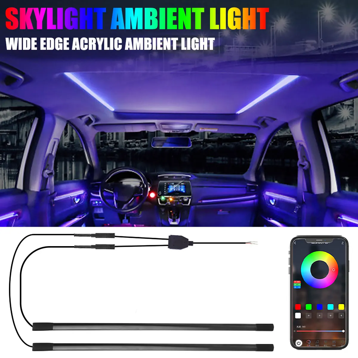 150cm Sunroof LED Strip Symphony Ambient Lamp RGB Car Roof Panoramic Skylight Ambient Streamer Lights Neon Lighting Universal