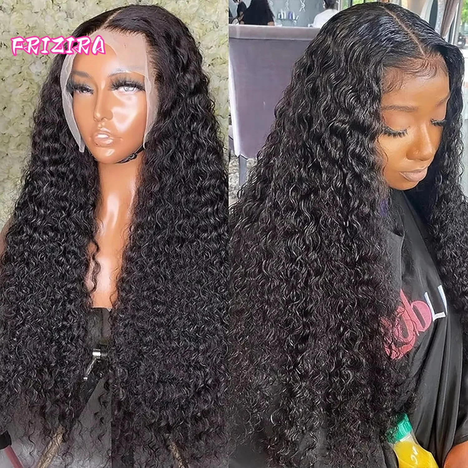 

30-дюймовый 13x6 HD Кружевные передние вьющиеся парики Глубокая волна Фронтальный парик Бразильский вьющийся парик из человеческих волос Свободный парик с волнистыми волнами для чернокожих женщин