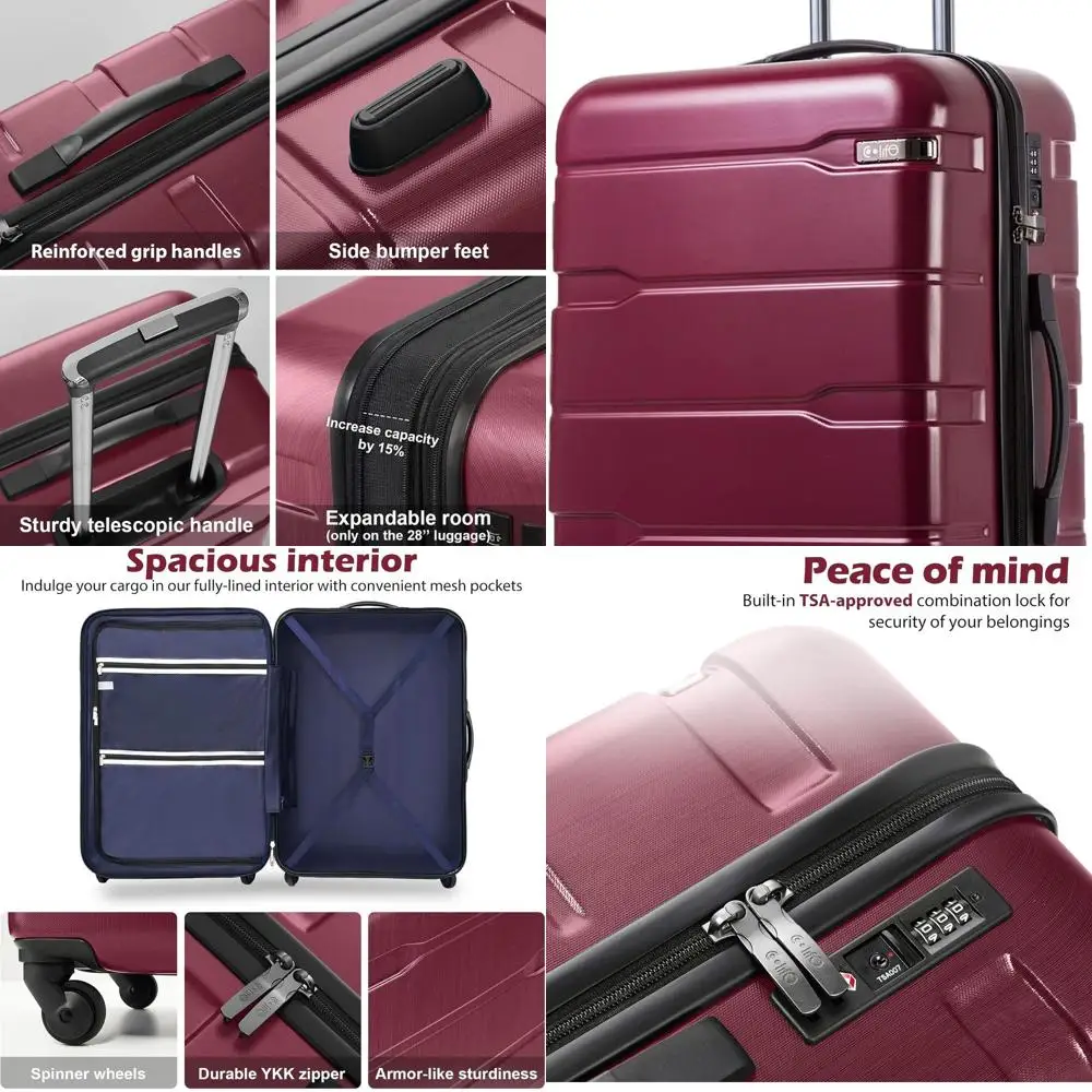 

Expandable TSA-Lock Hardshell Spinner Suitcase, Lightweight PC+ABS, 28 Radiant Pink