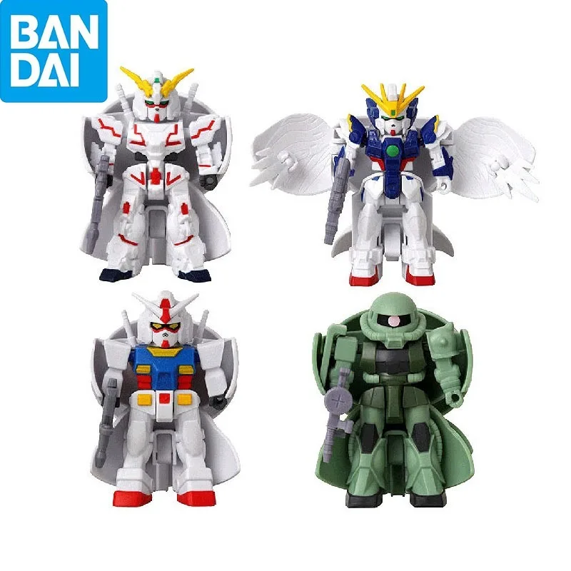 Bandai Genuine Gundam Gashapon Toys Anime Figures RX-78-2 Zaku Wing Zero Gundam Model Decoration Children's Birthday Gifts 4pcs