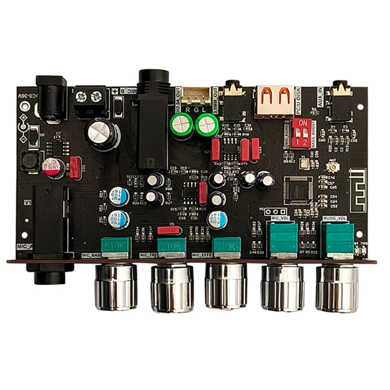 DAM H1 Karaoké Reverb Board Microphone Panneau de scène avant Microphone à effet frontal Chant avec carte de décodage USB Bluetooth (B)