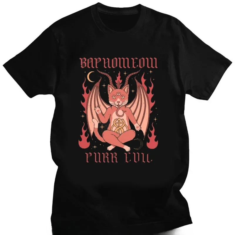 Men Women Summer M-4XL Tee Shirts Kawaii Satan Demon Graphic Tshirts Funny Goat TeeHail Baphomet Horror Funny Evil T Shirt