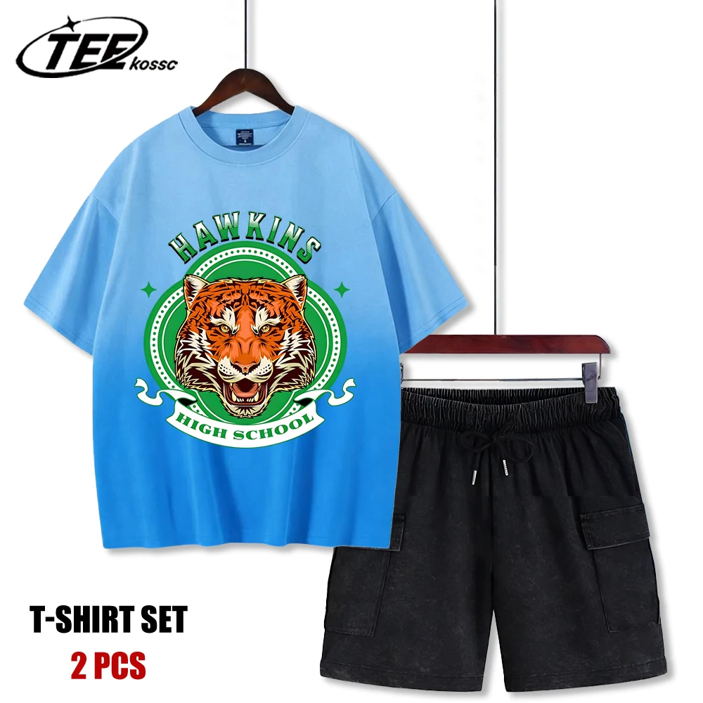 

A Medal Composed Of Tigers Retro Men T-Shirt Fashion O-Neck Tee Set Street Hip Hop Creative Clothing Unisex Soft Cotton Top