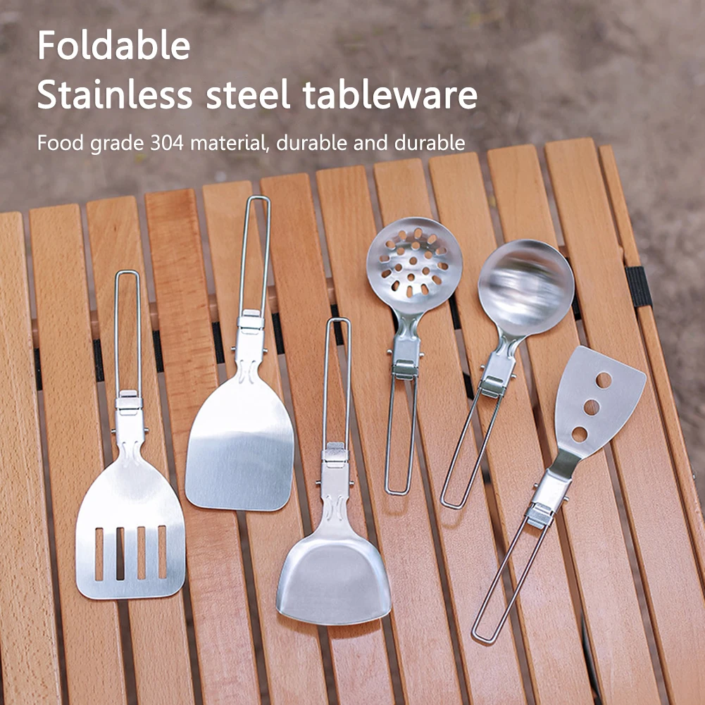 折りたたみキャンプ食器 304 ステンレス鋼スプーンシャベルスパチュラお手入れが簡単旅行ハイキングアウトドア食器
