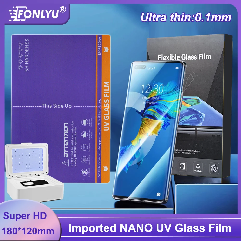 FONLYU Imported Nano UV Fiber Glass Hydrogel Film For Samsung Curved Screen Protector Cutting Machine UV Vacuum Curing Machine