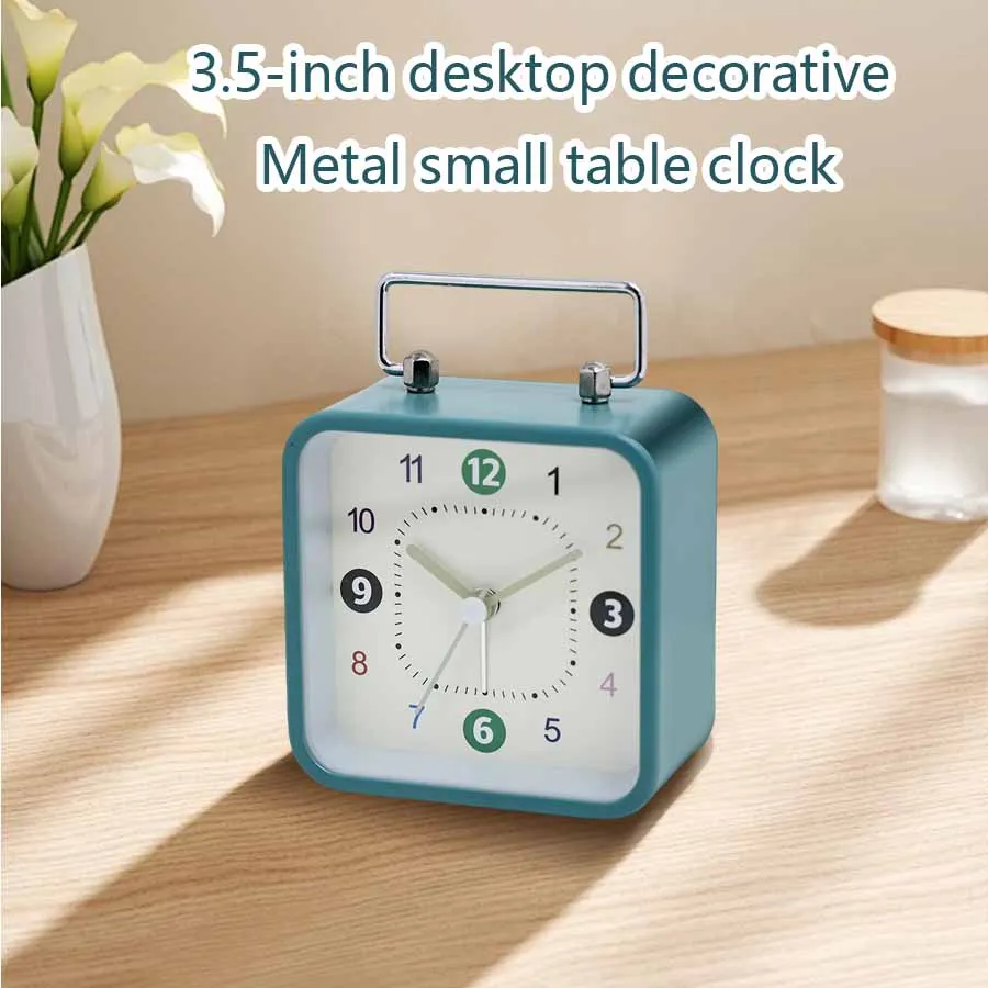 3.5-inch simple square desktop metal alarm clock, creative and fun digital clock; Comes with snooze function