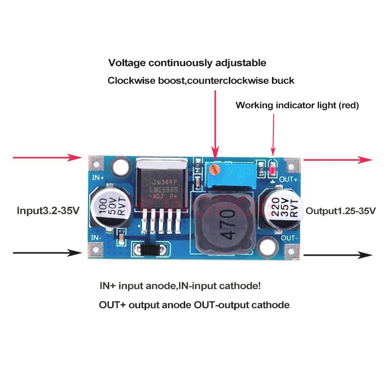 LM2596S-ADJ 3-40V DC-DC Adjustable Step-down Voltage Regulator Power Supply MODULE BOARD 3A Buck Converter LM2596s LM2596