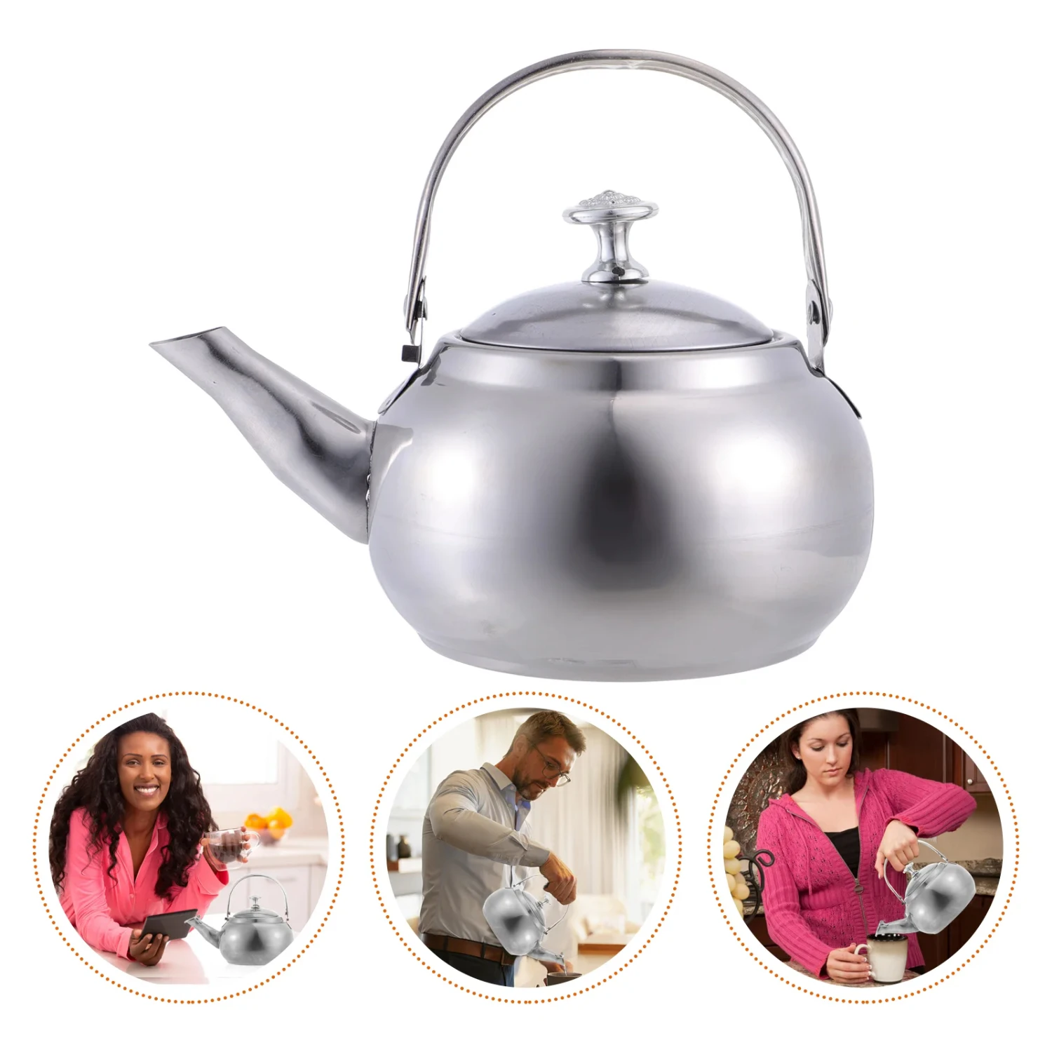 Elegant Stainless Steel Water Kettle Teapot with Infuser Filter, Perfect for Heating Coffee and Oolong Tea on Gas or Induction C