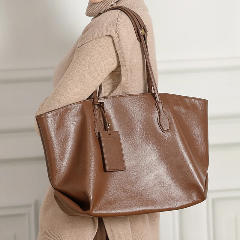 

Burminsa из натуральной яловой кожи, большие мягкие сумки на плечо для женщин, 2024, роскошные дизайнерские большие женские сумки для покупок и работы