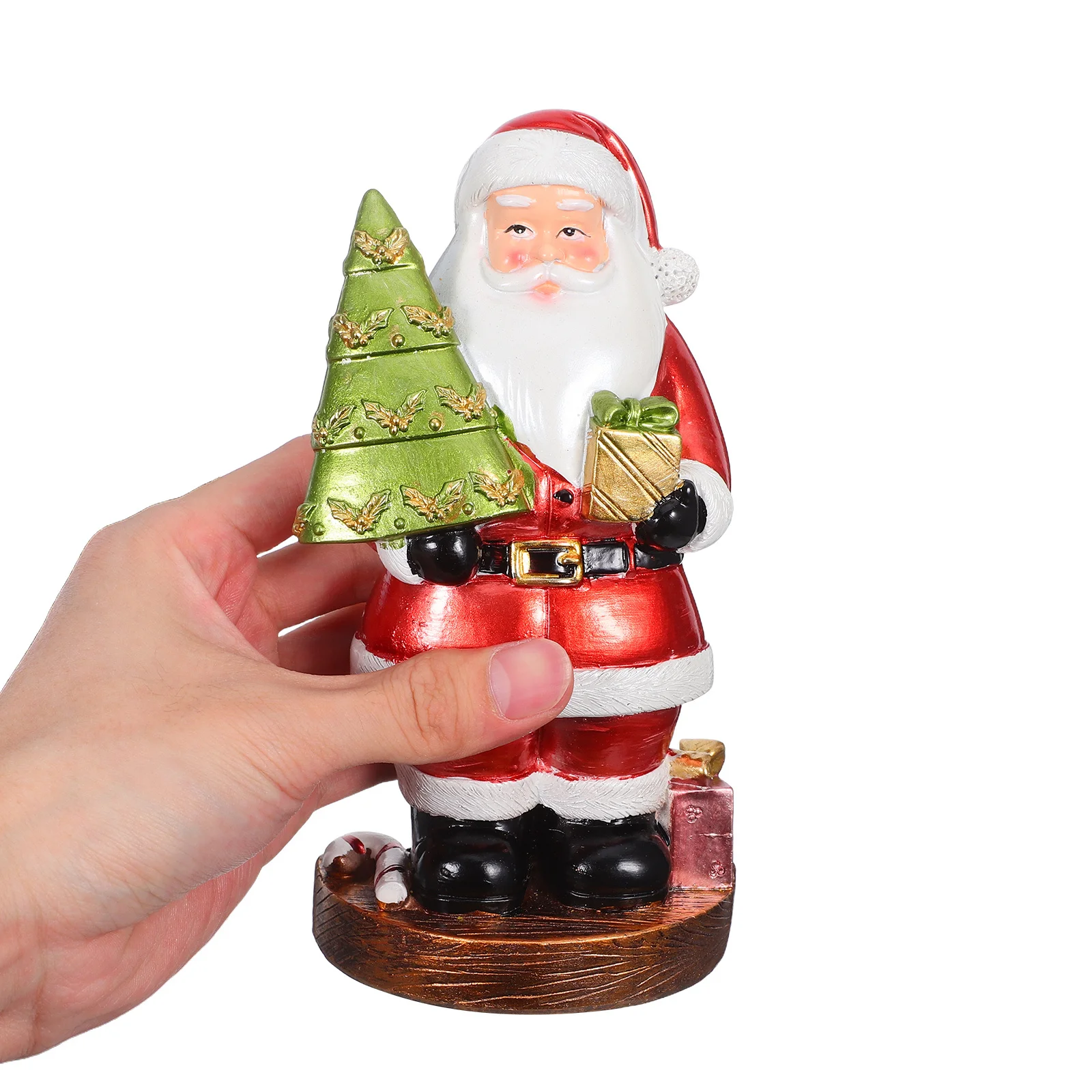 

Resin Miniature Christmas Santa Claus Statue Holiday Tabletop Decor Vintage Santa Ornament Home Fireplace Decoration