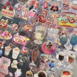 Glitter Stickers Transparent PET Cut Film Toploader Scrapbooking Deco Stickers Kawaii Journal Stickers 10pcs