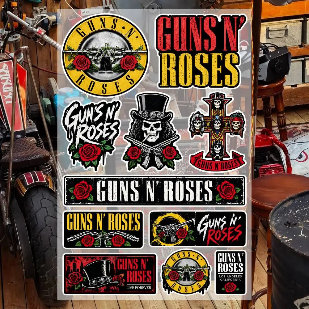 GunS- N' RoS-eS- 2 Waterproof Vinyl Stickers for Car Motorcycle Bike Skateboard Laptop Bottle Phone