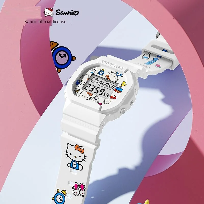 Sanurgente-Hello Kitty Anime Figure Student Watch, Montre numérique pour filles, Kawaii Good Looks Gift for Friends, Quartz Fashion 3D 24