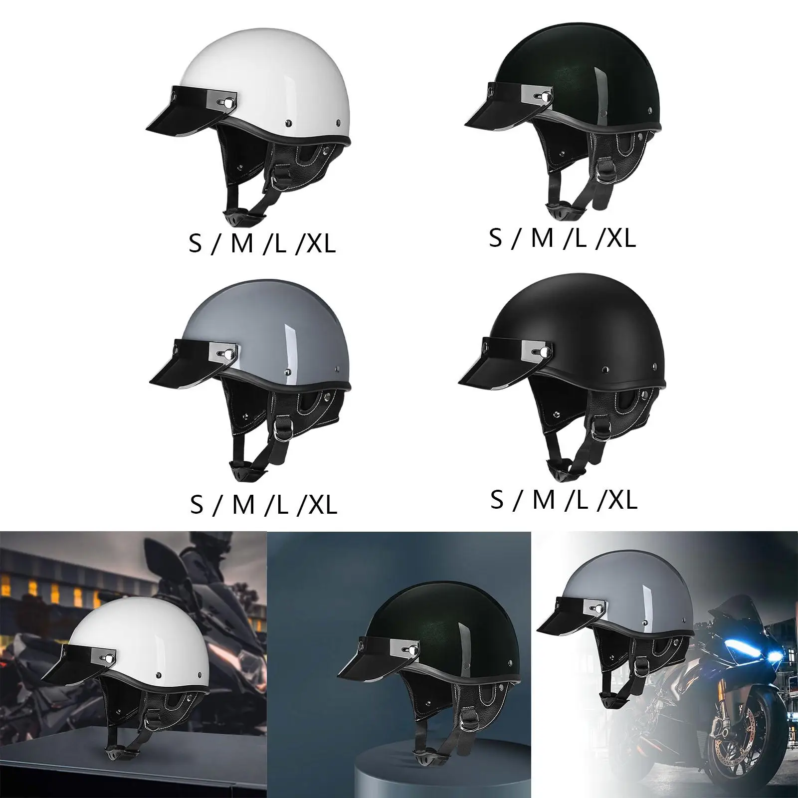 

Half Hood Helmet Summer Sun Protection Removable Sun Visor Motorbike Helmet Adult Helmet Half Face Helmet for Adults Women