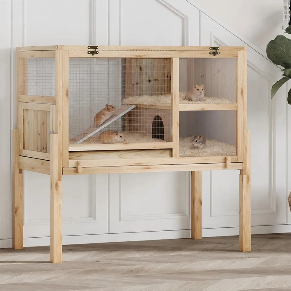 Spacious Indoor Wooden Guinea Pig Cage with Stand