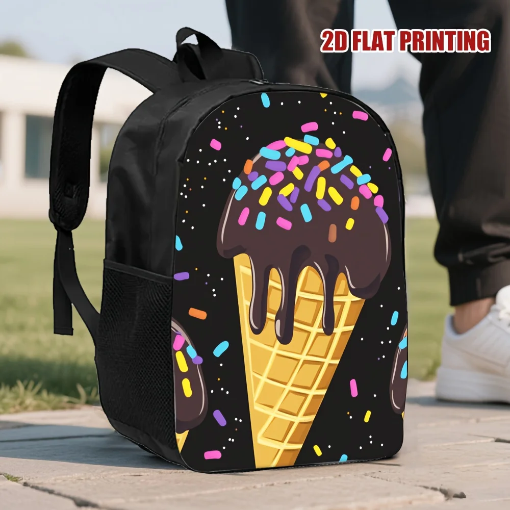 

1-piece ice cream drip pattern backpack, fashionable and practical, suitable for campus leisure, suitable for teenagers