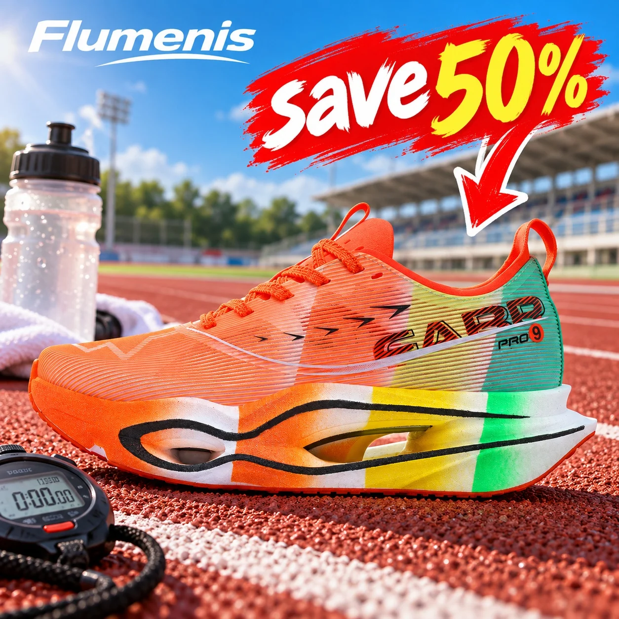 Flumenis Unisex Professional Marathon Running Shoes Hollow Midsole Lightweight Anti Slip Sport Sneakers