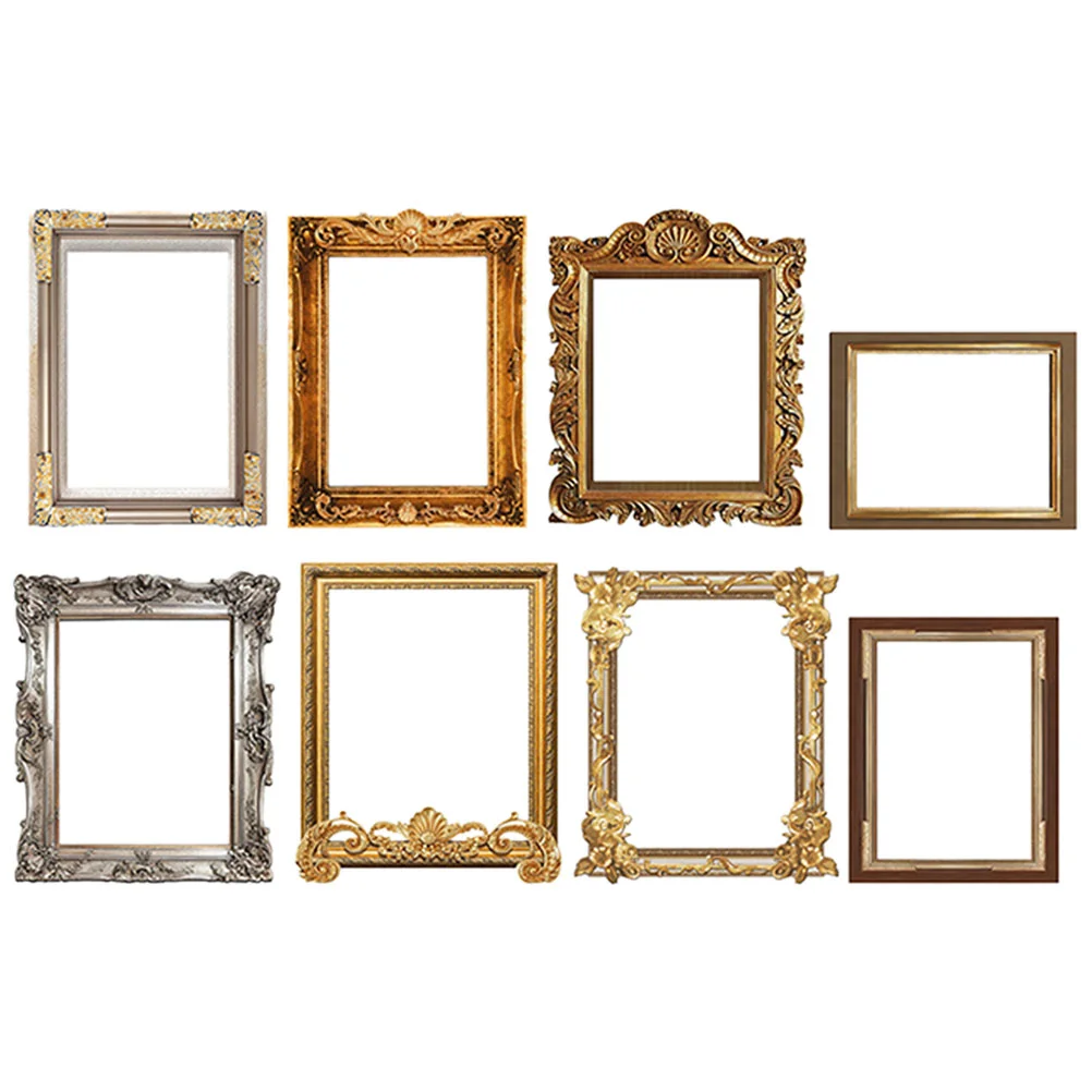 8 Pcs Vintage Photo Frame Wall Stickers Decor Border Pvc Picture Frames Collage