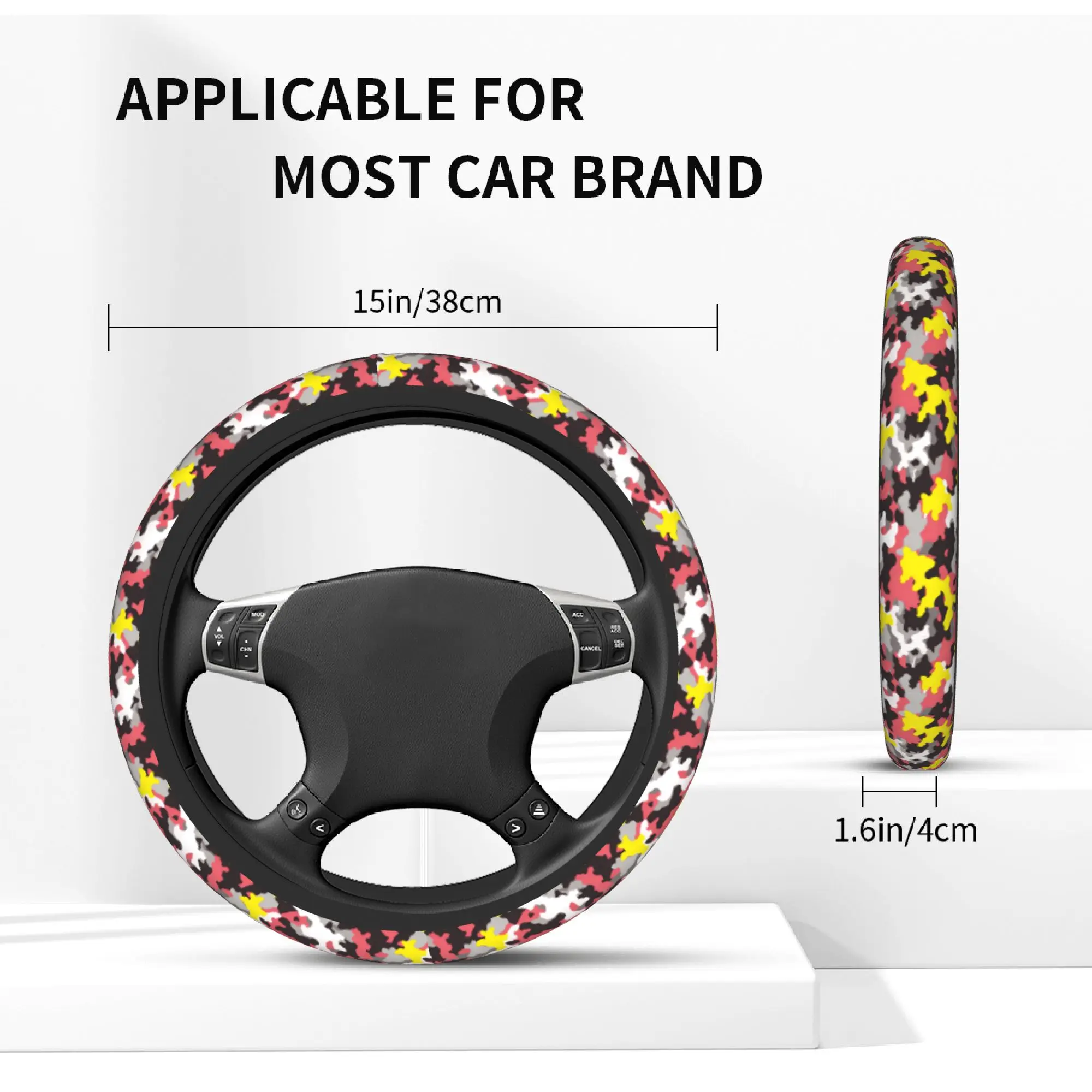 Camo Camouflage Car Steering Wheel Cover 38cm Anti-slip  Auto Steering Wheel Protector Colorful Car Accessories - view 5