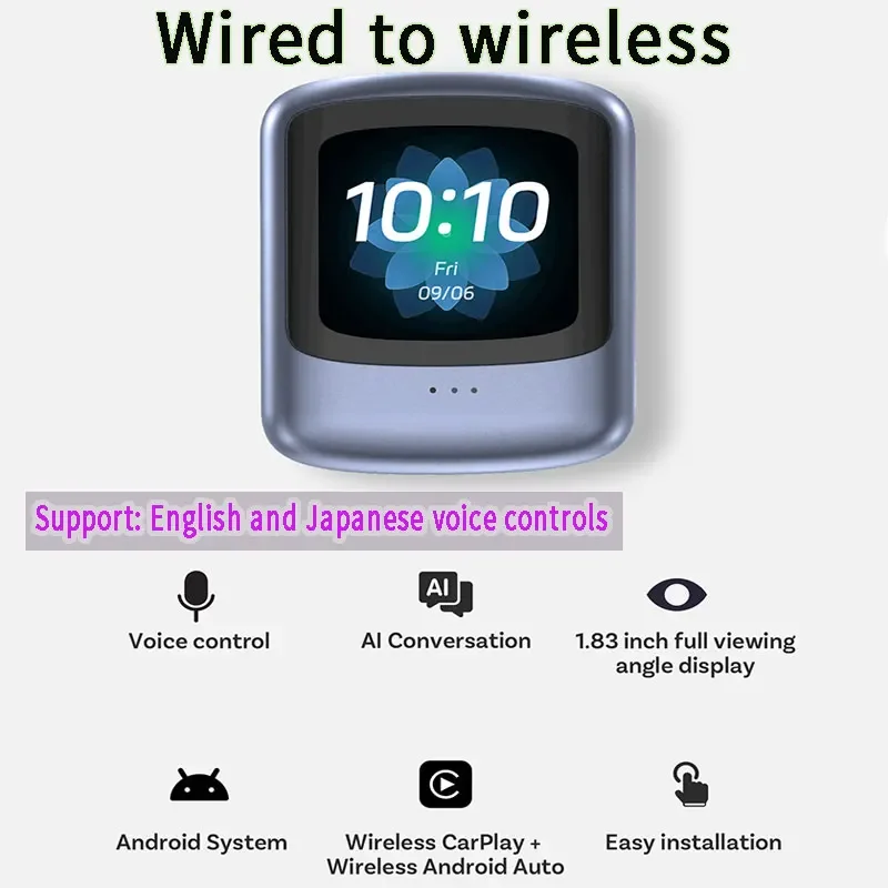 Nano Wireless CarPlay Android Auto Adapter Android 13 8+128G AI Voice QCM6225 for Youtube Spotify for Lexus Buick Skoda Nissan