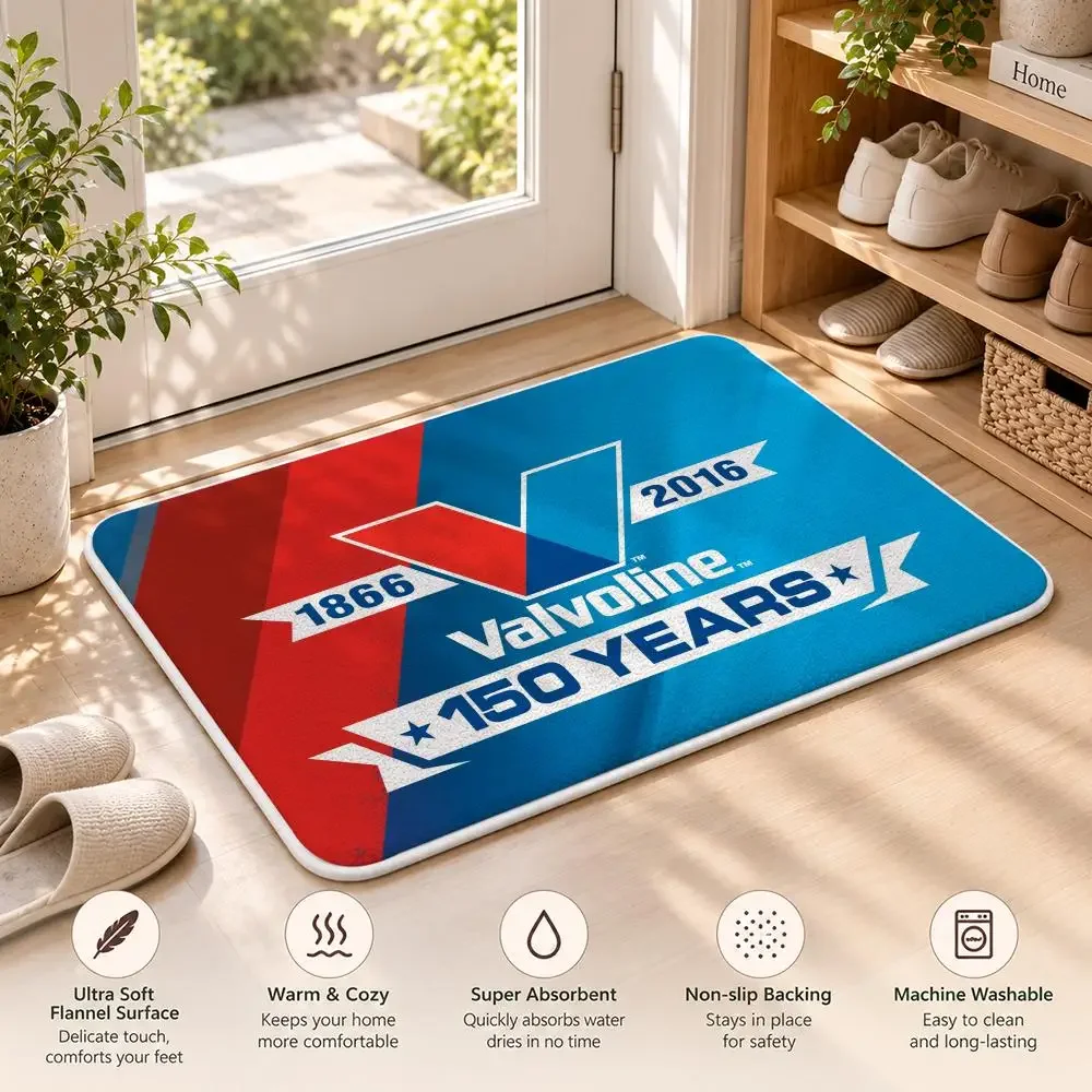 V-valvoline Racing Car Modification Floor Mat Flannel Rug Soft Non Slip Door MatBathroom Bedroom Kitchen Living Room Home Decor