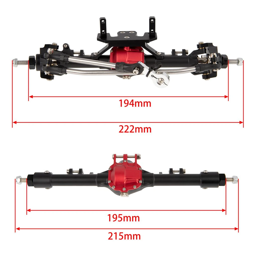 1/10 Aluminum Alloy CNC Front Rear Axle Set 30T/8T for 1/10 RC Crawler Axial AR44 90047 90046 AX90060 Builders Kit Upgrade