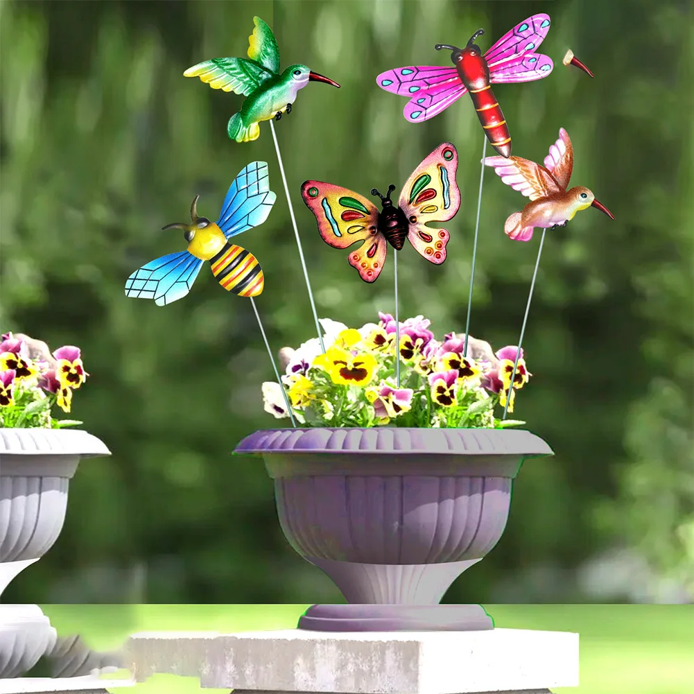 4PCS Brand New Office Patio Butterflies Stakes Garden Plugin Butterflies Stakes Handicraft Hangings Stake Decor