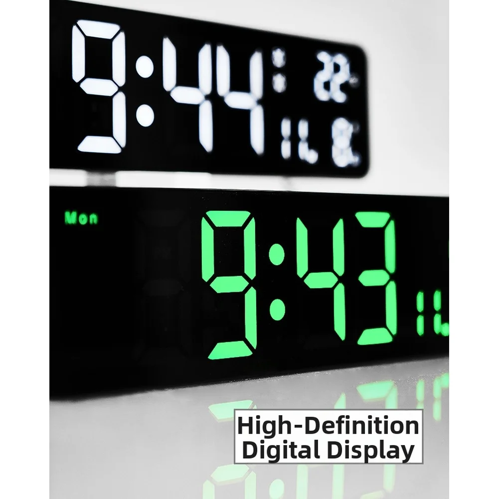 10 Inch LED Digital Wall Clock With Temperature Calendar Week Display Touch Dual Alarm Multi-Function Display Home Wall Clock