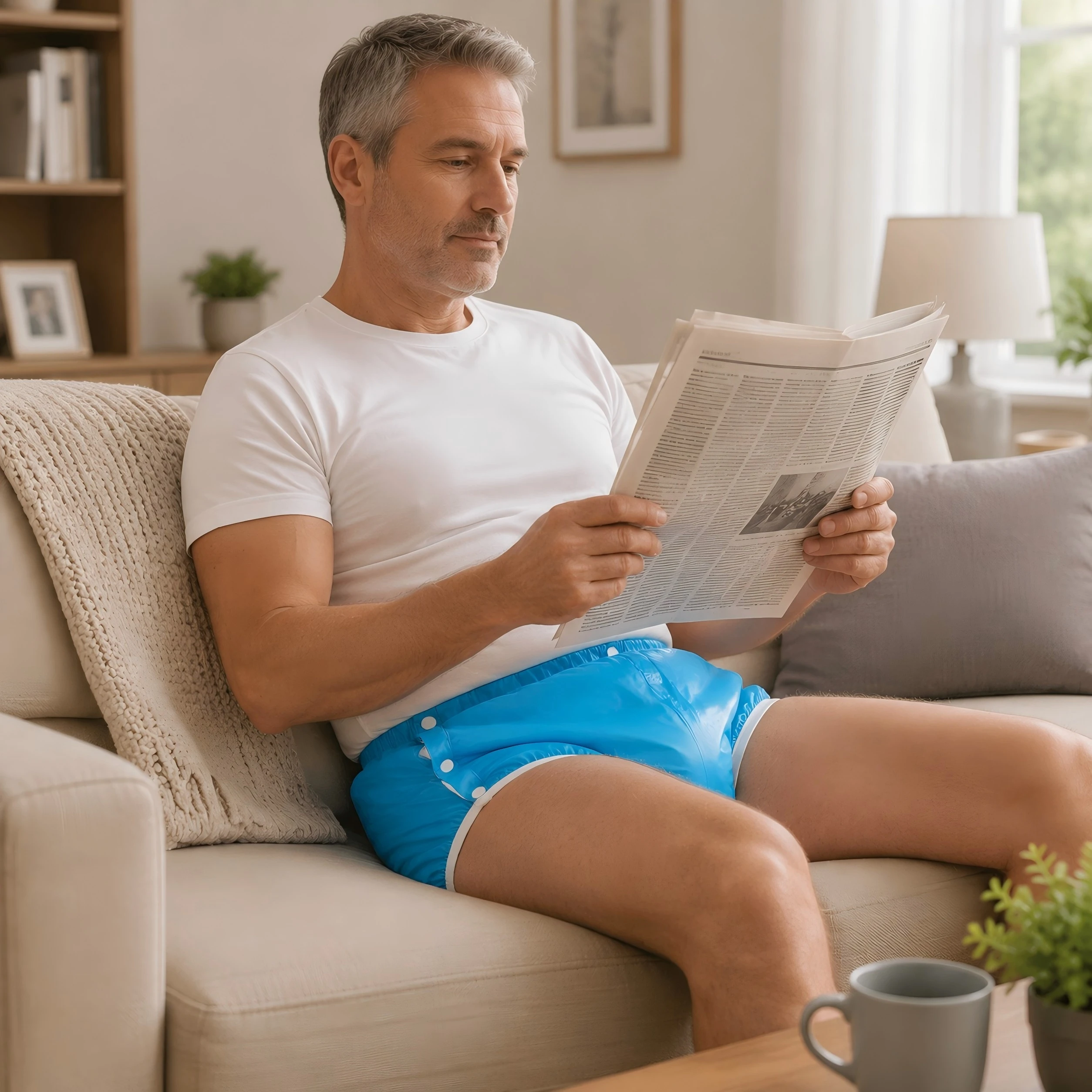 1Piece Hot sable Washable Adult Cloth Underpants Blue & Transparent Soft Breathable Comfortable Cost-Saving Easy Clean Men Gift