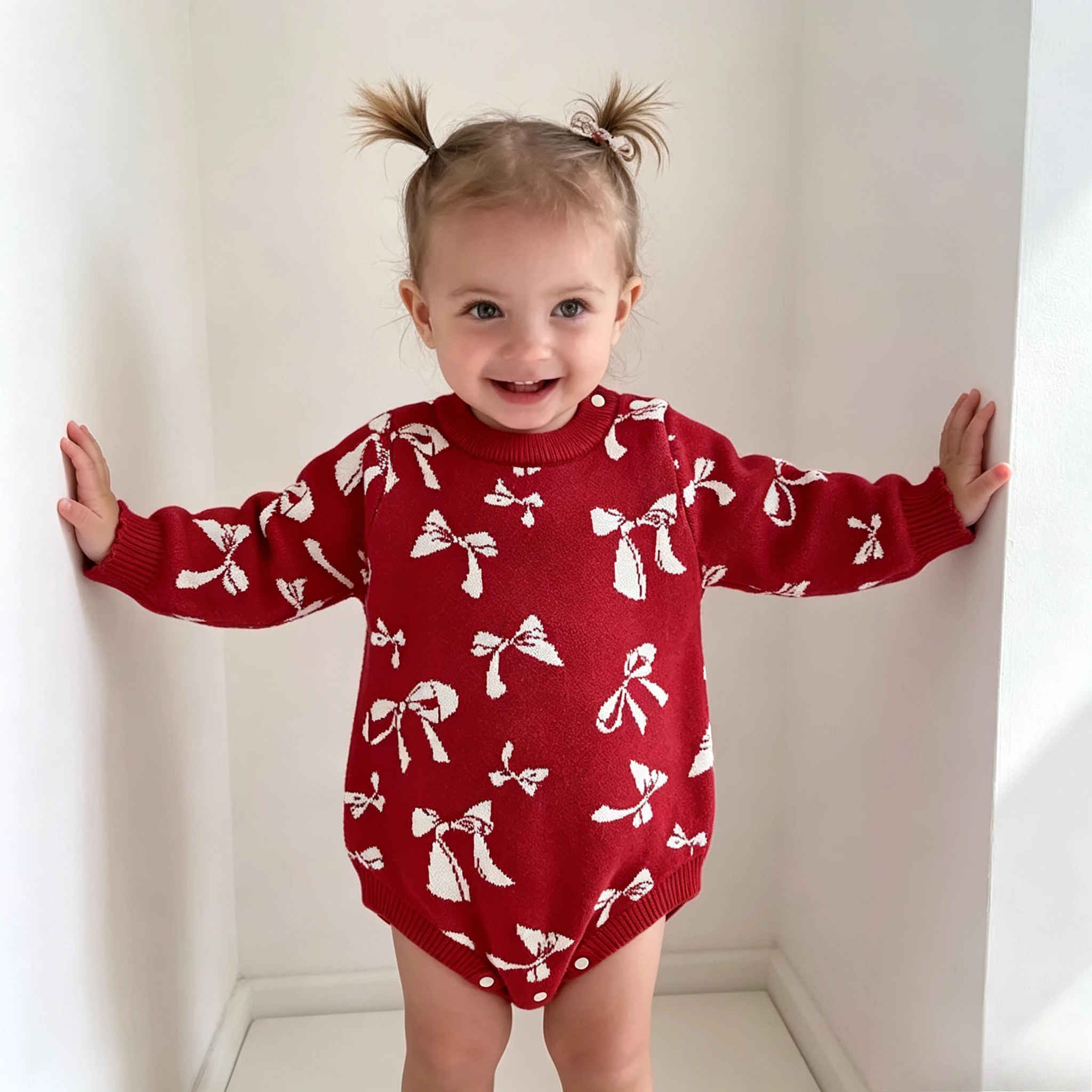 Nuevo Body para Bebé 2026, Algodón Clase A, Jacquard con Lazo, Elegante y Bonito, Mono para Niños, Lazo Rosa y Rojo, Ropa para Bebés de 1 a 3 Años