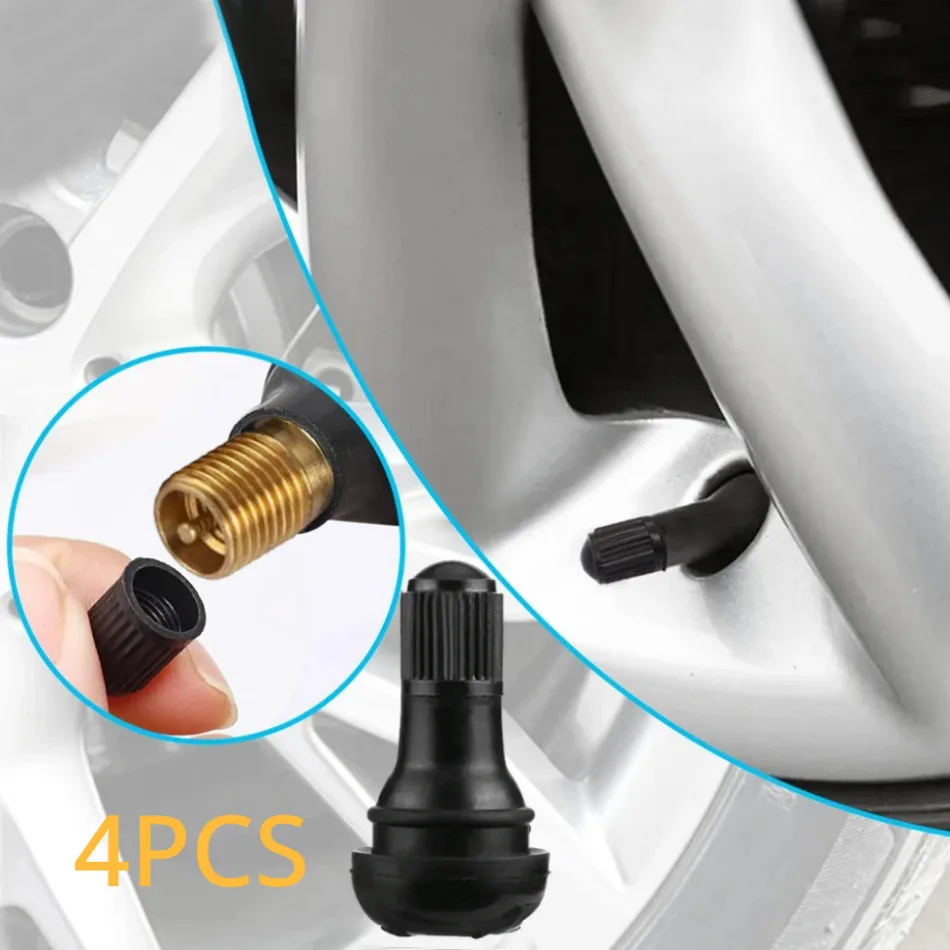 

4pcs Car Tubeless Auto Wheel Snap-in Tire Universal Car Tyre Rubber Valves Wheel Valve Stems with Dust Caps Auto Accessories