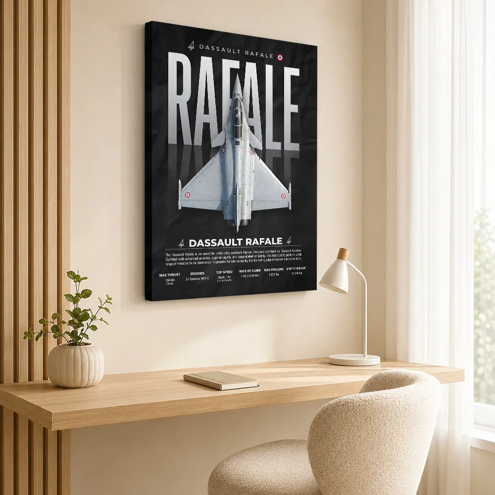 Dassault Rafale Fighter Jet Canvas Print Poster Customized Photo Industrial Illustration Style Wall Art Study Decor Pilot Gift