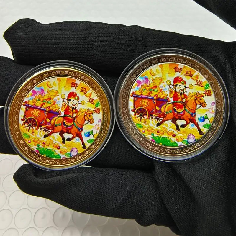 【WO-OW】وسام الحصان 2026 حصان زودياك صيني السنة الجديدة تذكارية عملة الحصان الحرف المعدنية هدية ميدالية تذكارية #1