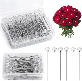 KRABALL 100 個ダイヤモンドブーケコサージュピンフラワークリスタルラインストーン花ピンダイヤモンドピンブーケウェディングブライダル