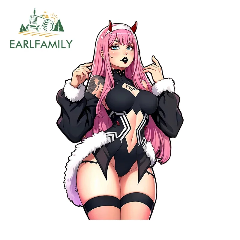 EARLFAMILY 13cm X 8.3cm for Goth Girl 02 Zero Two Car Stickers Sunscreen Fashionable Decals Car Label Scratch-Proof Bumper Decor